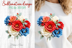 White Red Blue roses clipart |Patriotic flowers sublimation Product Image 1