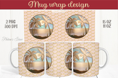 Summer beach palm tree mug wrap 15oz sublimation designs png Product Image 1