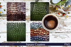 Leather Square Coasters | Colorful Designs PNG Product Image 1