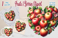 Ripe juicy apples heart clipart | Summer sweet food Product Image 1