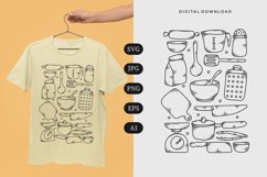 Kitchenware Doodle T-shirt | SVG Product Image 1