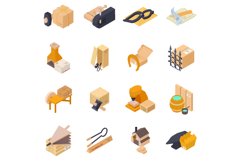 Forging delivery icons set, isometric style Product Image 1
