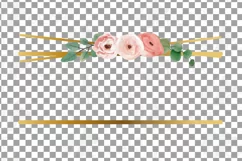 Pink floral watercolor wedding invitation golden frames png. Product Image 13