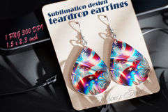 USA flag Patriotic teardrop earrings sublimation design png Product Image 1