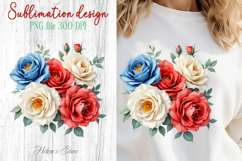 White Red Blue roses clipart |Patriotic flowers sublimation Product Image 1
