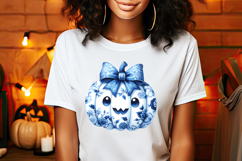 Cute Halloween pumpkin clipart |Coquette bows shirt designs Product Image 1
