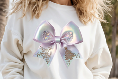 3d Christmas coquette bows design| Lilac bow T-shirt clipart Product Image 3