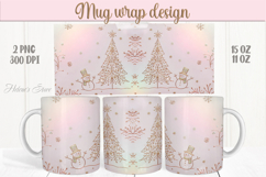 Pastel Magic Christmas mug wrap png |Pink &amp; gold mug designs Product Image 1