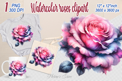 Watercolor Aesthetic Roses Clipart |Magic bright pink Flower Product Image 1