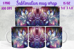 Lilac purple floral mug wrap 15 oz sublimation design png Product Image 1