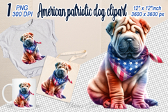 Dog with American flag clipart | USA Patriotic dog png Product Image 1