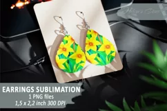 Narcissus flower Floral Earring sublimation PNG Teardrop Product Image 2