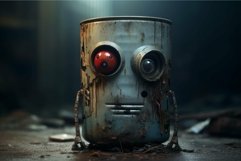 Rustic robot face made from recycled can Product Image 1