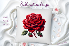 Red yarn crochet Roses Clipart |Amazing knitted flower png Product Image 2