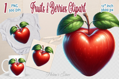Ripe juicy apples heart clipart | Summer sweet food Product Image 1