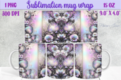 Lilac pastel floral mug wrap 15 oz sublimation design png Product Image 1