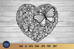 Floral Heart SVG | Butterfly SVG | Flower SVG Product Image 1