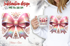 Christmas coquette bows design|Gold Pink bow T-shirt clipart Product Image 1