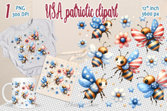 Funny bees in American flag colors clipart |Independence Day Product Image 1
