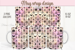 Pink Halloween black pattern iridescent mug wrap design png Product Image 1