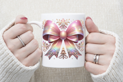 Christmas coquette bows design|Gold Pink bow T-shirt clipart Product Image 3