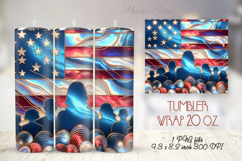 USA Patriotic tumbler wrap 20oz | Fourth of July holiday png Product Image 1