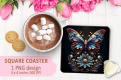 3d Crystal butterfly coaster sublimation | Square coasters Product Image 1
