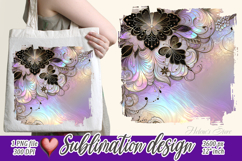 Golden Pastel Flower illustration |Purple sublimation design Product Image 1