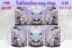 Lilac pastel floral mug wrap 15 oz sublimation design png Product Image 1