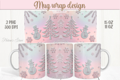 Christmas snowman mug wraps png |Pink &amp; silver mug design Product Image 1