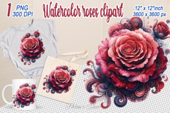 Watercolor Aesthetic Roses Clipart |Magic bright red Flower Product Image 1