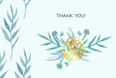 Blue and Golden Roses Watercolor Line Art Product Image 6