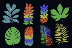 Silhouettes of tropical leaves with sequins. Sublimation Product Image 3