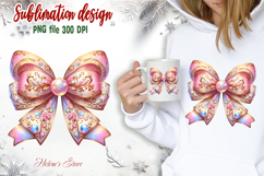 Christmas coquette bows design|Gold Pink bow T-shirt clipart Product Image 2