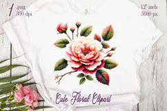 Cute yarn crochet Roses Clipart |Amazing knitted flower png Product Image 1