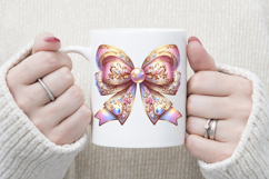 Christmas coquette bows design|Gold Pink bow T-shirt clipart Product Image 3