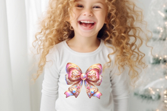 Christmas coquette bows design|Gold Pink bow T-shirt clipart Product Image 4