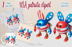 3D bees in American flag colors clipart |Independence Day Product Image 1
