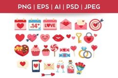 Valentine's Day Elements Bundle|Vector &amp; PNG Product Image 1