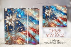 USA Patriotic tumbler wrap 20oz | Fourth of July holiday png Product Image 1