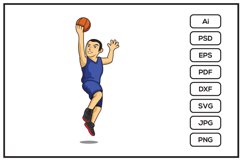 Basketball player cartoon character jumping design Product Image 1