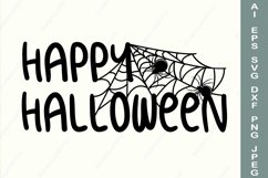 Happy halloween sign with spider web svg, Halloween shirt Product Image 2