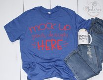 Mock up Bella Canvas 3001 Heather True Royal Unisex Mockup Product Image 1