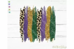 Mardi Gras Brush strokes png, Leopard Paint Brush png Product Image 1