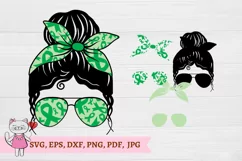 Messy Bun Cerebral Palsy Awareness svg, Green Ribbon svg Product Image 3