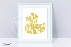 Eight Months Old SVG yellow baby duck lettering design Product Image 2