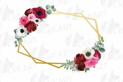 Watercolor pink, white and burgundy floral geometric frame Product Image 10