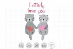 Otters Valentine SVG, Sea Otter SVG, Valentines Day SVG Product Image 1