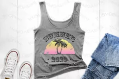 Distressed sun sublimation PNG Sunset Palm tree retro Summer Product Image 2