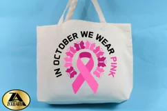In October-We Wear Pink SVG Awareness Ribbon SVG PNG EPS DXF Product Image 5